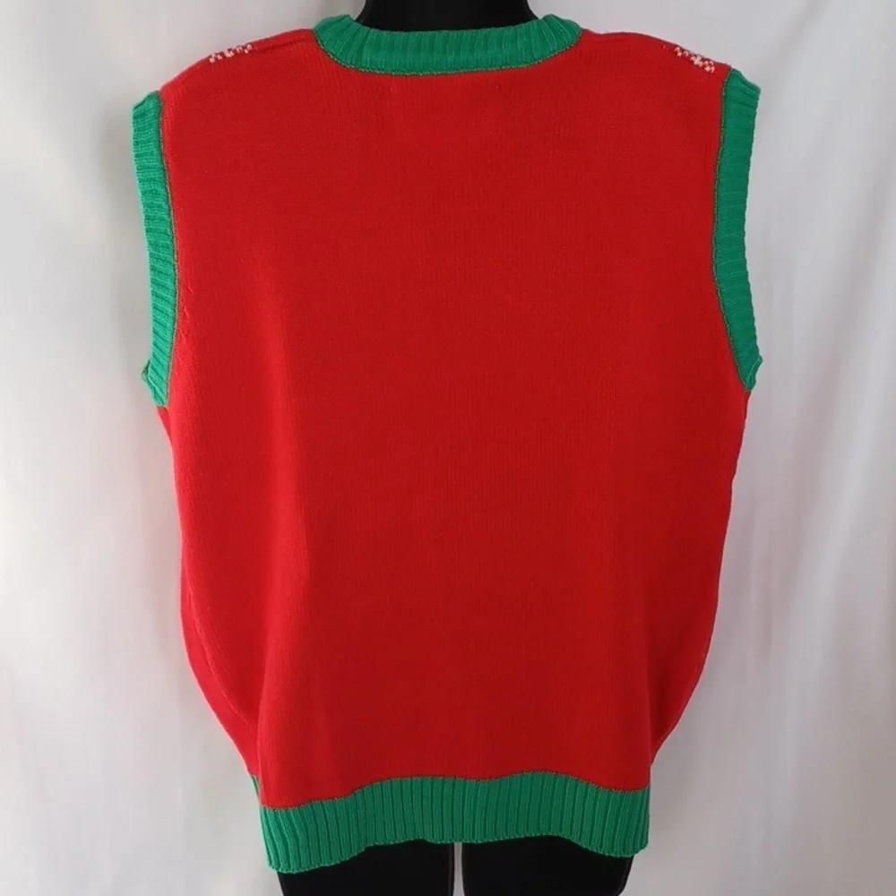 Christmas Sweater Vest XL Red Green Holiday Design Rudolph, 23